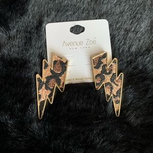 Women’s Lighting Bolt Leopard Glitter Earrings